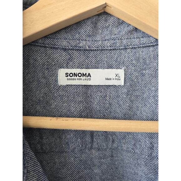 NWT Sonoma Supersoft Flannel Shirt Men's XL Blue Chambray Cozy Fall Staple Y2K - Picture 4 of 9